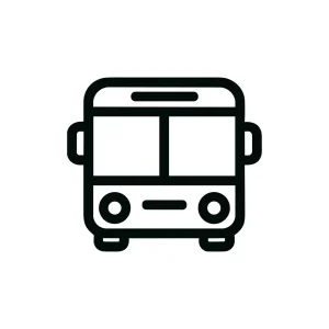 Simple Line Style Public Transportation Bus Front View Icon Graphic