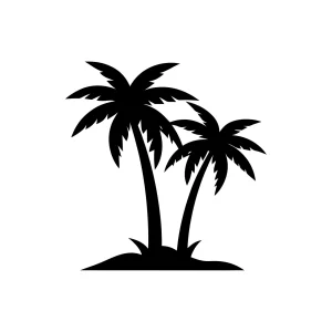Silhouette Tropical Palm Tree Coastline Nature Illustration