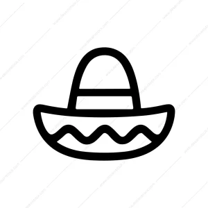 Simple Line Art Sombrero Traditional Culture Symbol Icon