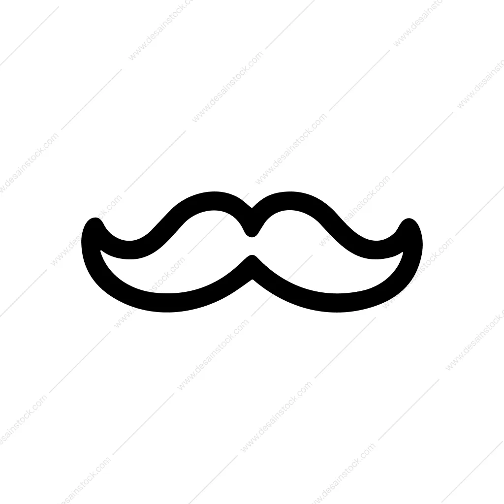 Simple Outline Curled Moustache Gentleman Element Graphic