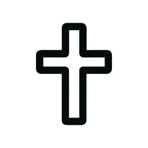 Simple Outline Rounded Cross Religious Sign Symbol Icon