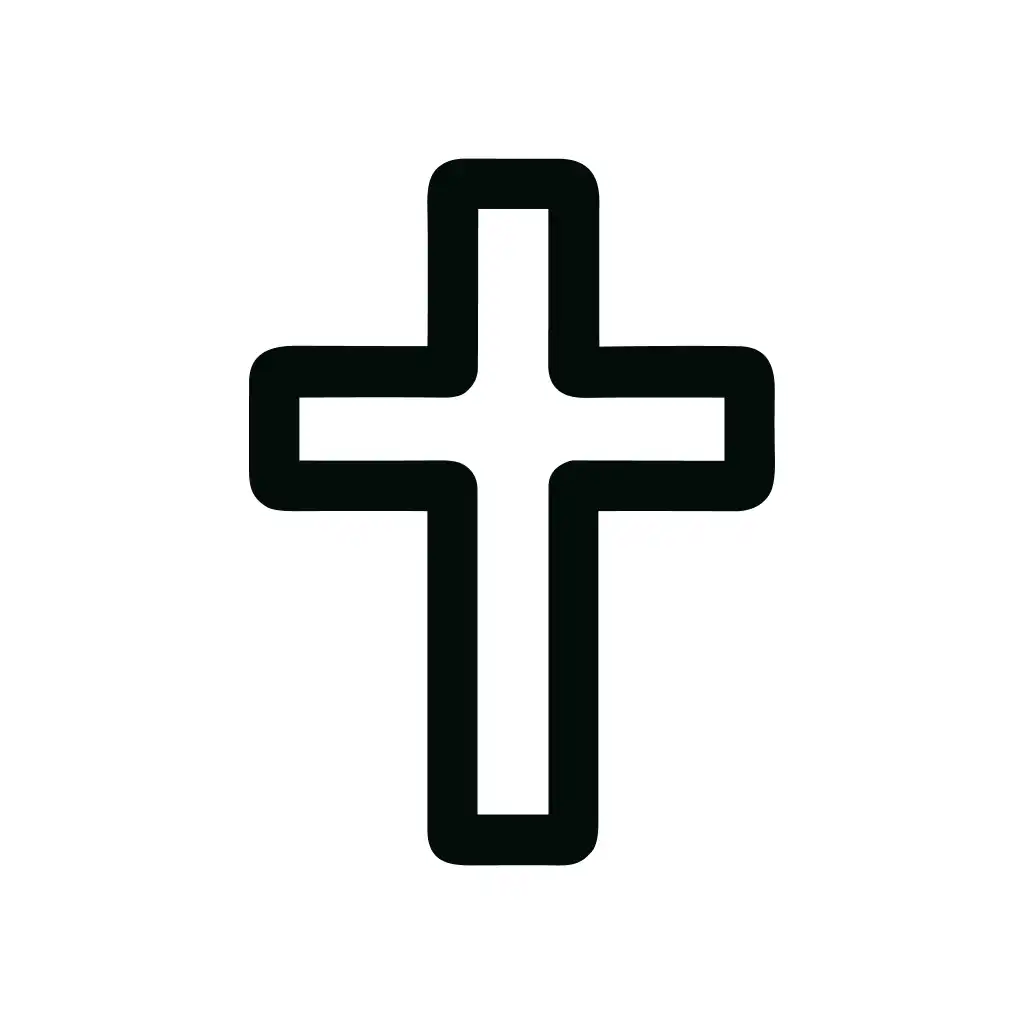 Simple Outline Rounded Cross Religious Sign Symbol Icon
