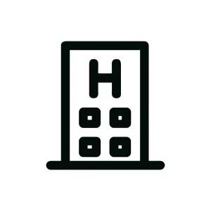 Minimalist Outline of Hotel Building with Window Sign Shape Icon