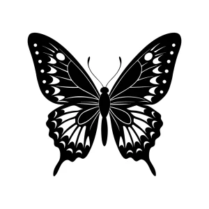 Detailed Silhouette Butterfly Insect with Open Wings Nature Illustration
