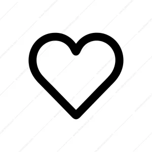 Simple Outline Black Heart Shape Sign Symbol
