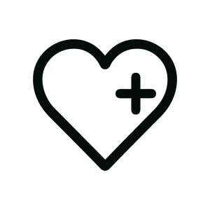 Simple Outline Heart with Plus Symbol Sign Shape Icon
