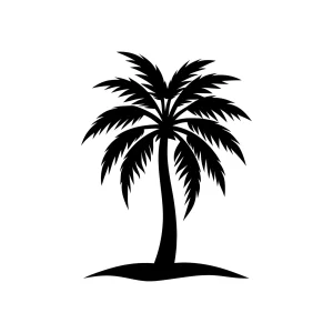Silhouette Tropical Palm Tree Beach Coastline Element