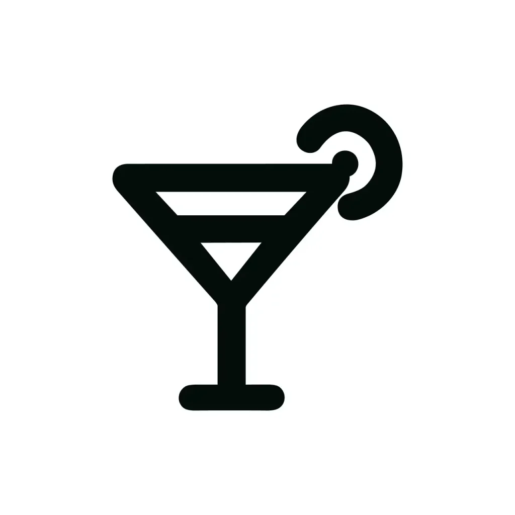 Minimalist Simple Line Art Cocktail Glass Drink Icon Design