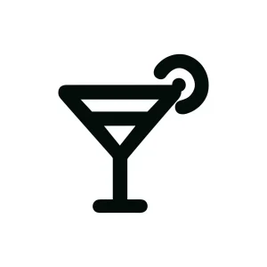 Minimalist Simple Line Art Cocktail Glass Drink Icon Design