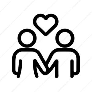 Simple Outline Couple Heart Relationship Graphic Icon