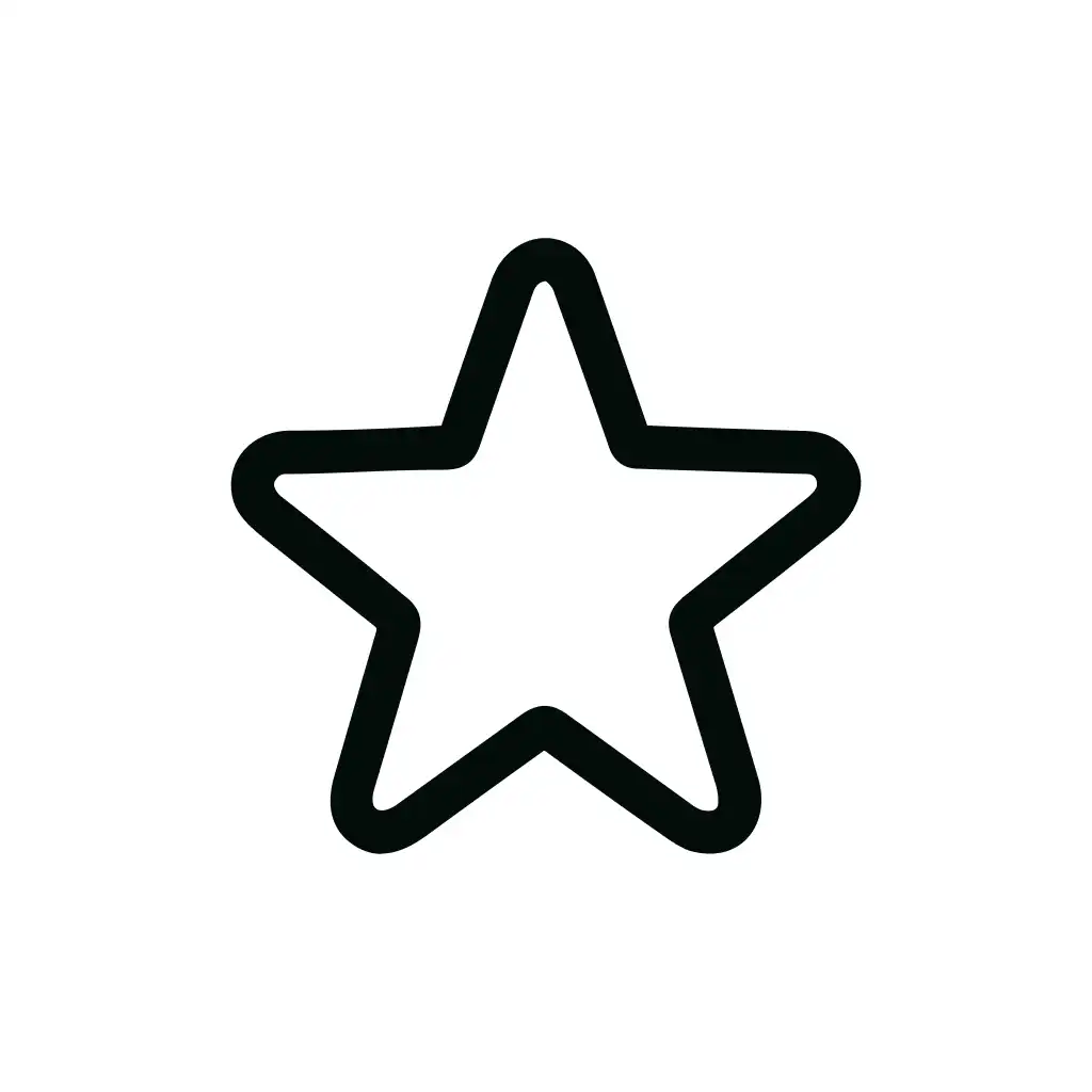 Simple Outline Star Shape Icon with Rounded Edges and Thick Lines