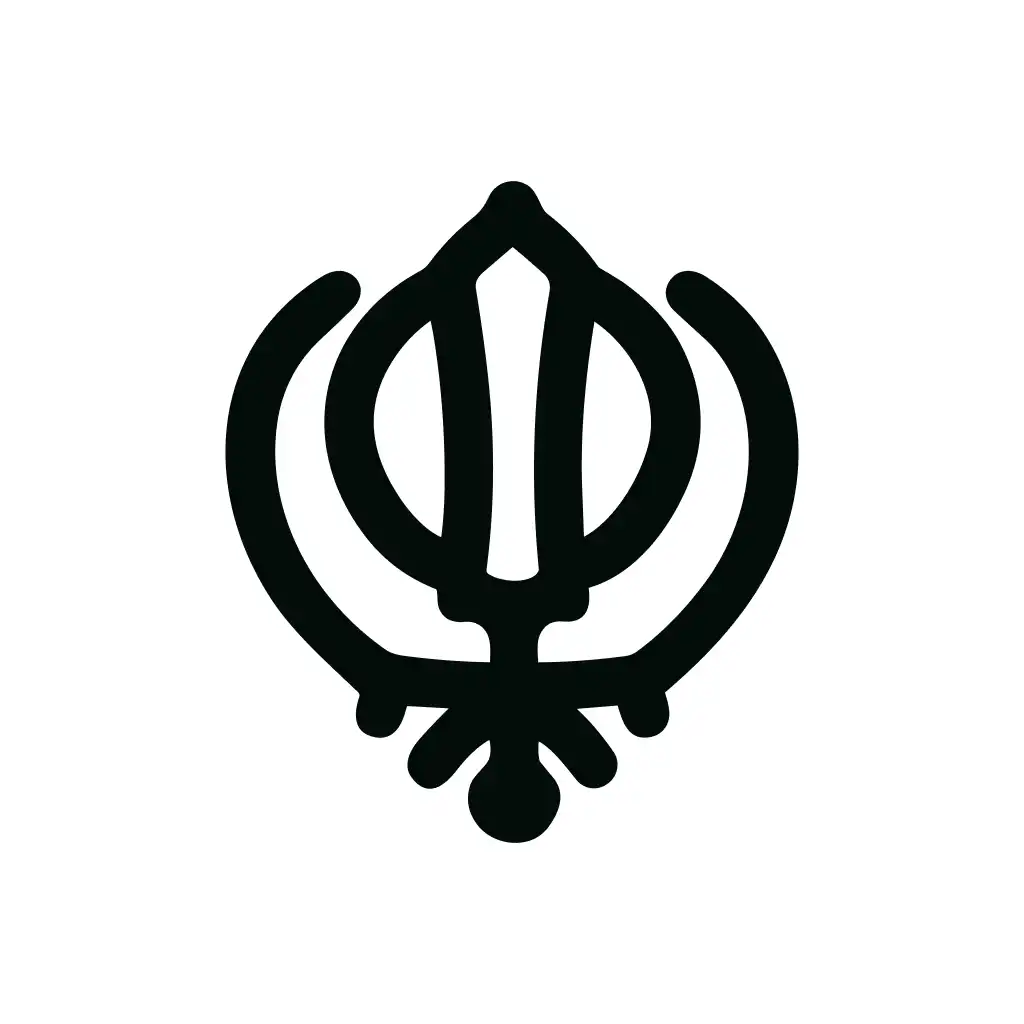 Minimalist Line Khanda Symbol Religious Sign Shape Icon