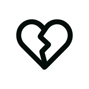Minimalist Outline Broken Heart Shape Romance Design Element