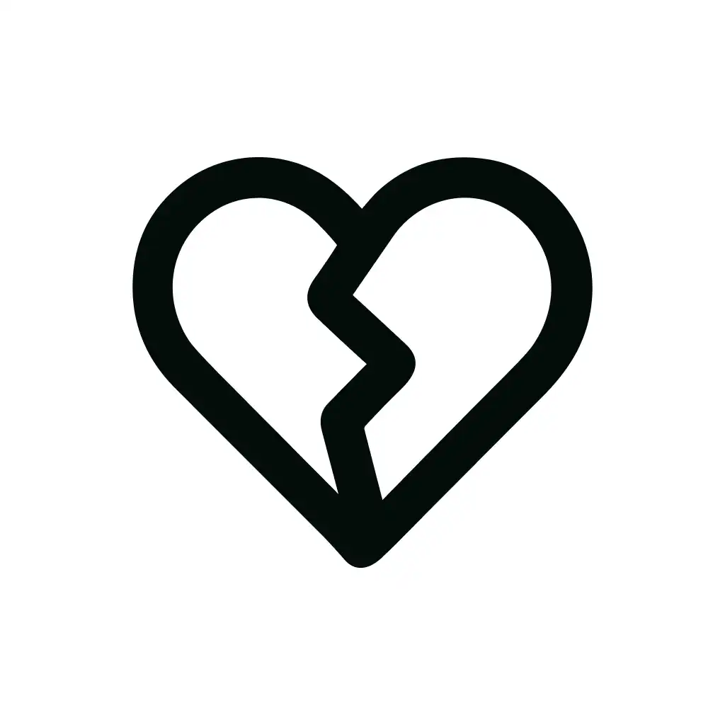 Minimalist Outline Broken Heart Shape Romance Design Element