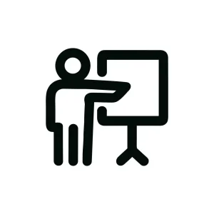 Outline Minimalist Man Presenting to Board Icon Symbol Illustration