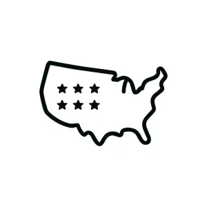 Simple Outline United States Map with Stars Inside Shape Icon