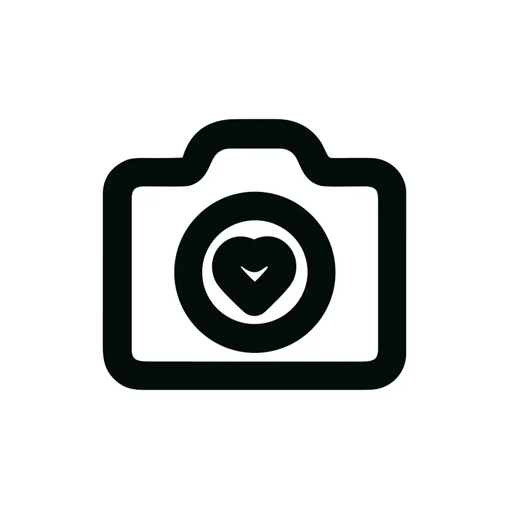Simple Line Art Camera Heart Icon Symbol
