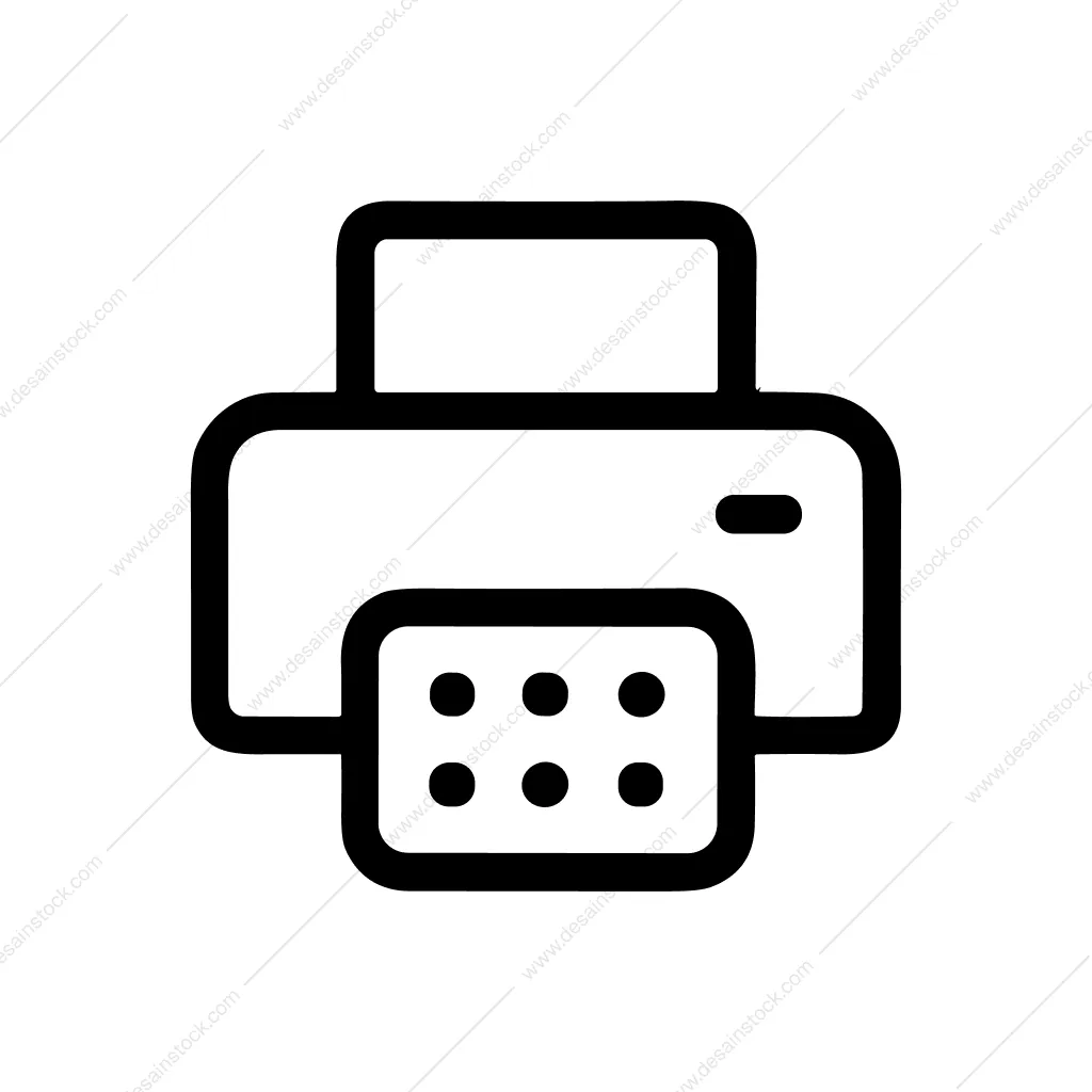 Line Simple Printer Machine Output Device Icon