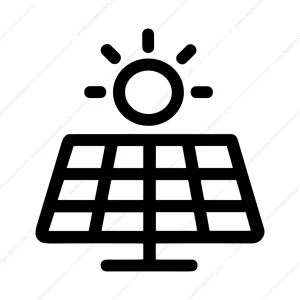 Simple Outline Solar Panel with Sun Icon Symbol