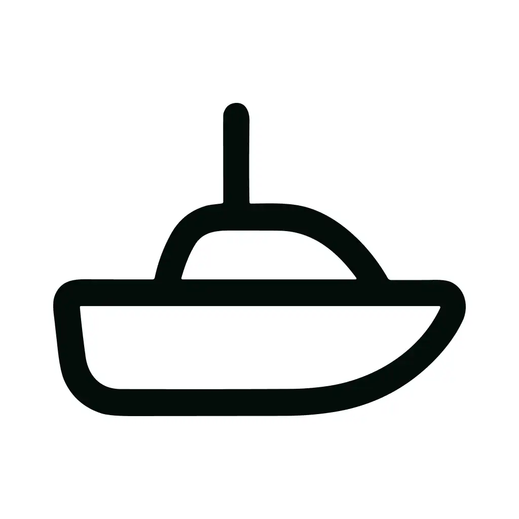 Simple Line Art Small Boat Sea Vessel Nautical Marine Icon