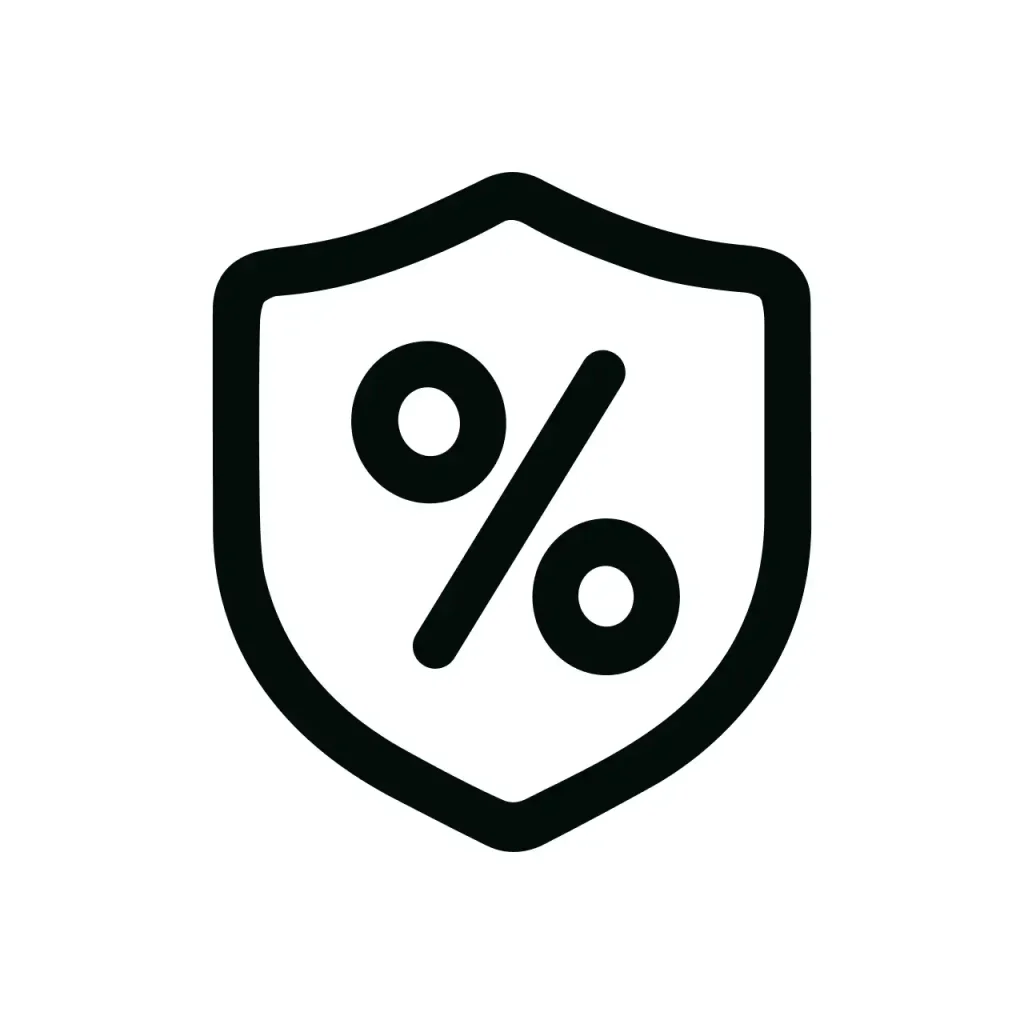 Simple Outline Shield Percentage Icon Symbol Sign for Finance and Discount