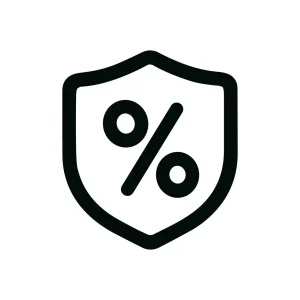Simple Outline Shield Percentage Icon Symbol Sign for Finance and Discount