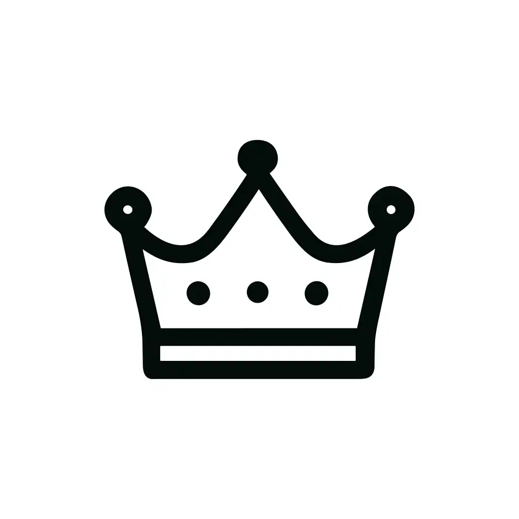 Minimalist Line Art Royal Crown Symbol Icon