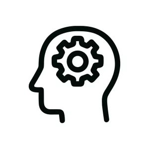 Simple Outline Human Head Gear Mechanism Sign Icon