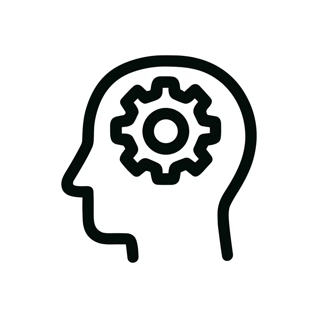 Simple Outline Human Head Gear Mechanism Sign Icon