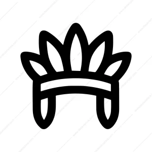 Simple Outline Headdress Native American Indian Feather Icon