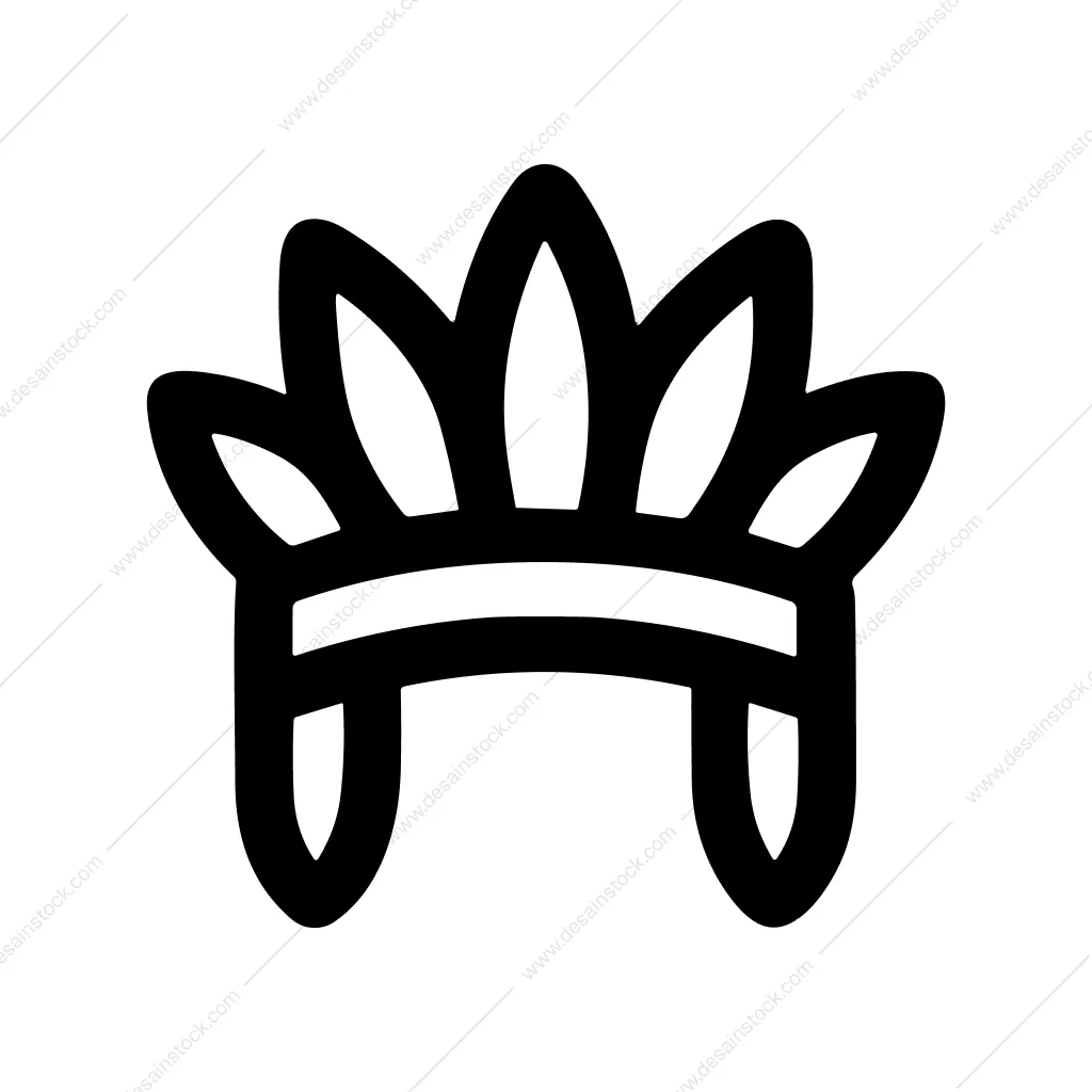 Simple Outline Headdress Native American Indian Feather Icon