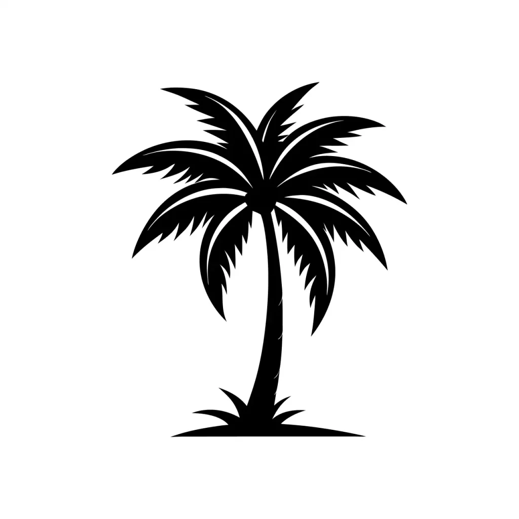 Black Silhouette Tropical Palm Tree Element Illustration