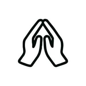 Minimalist Outline Prayer Hands Gesture Symbol Icon