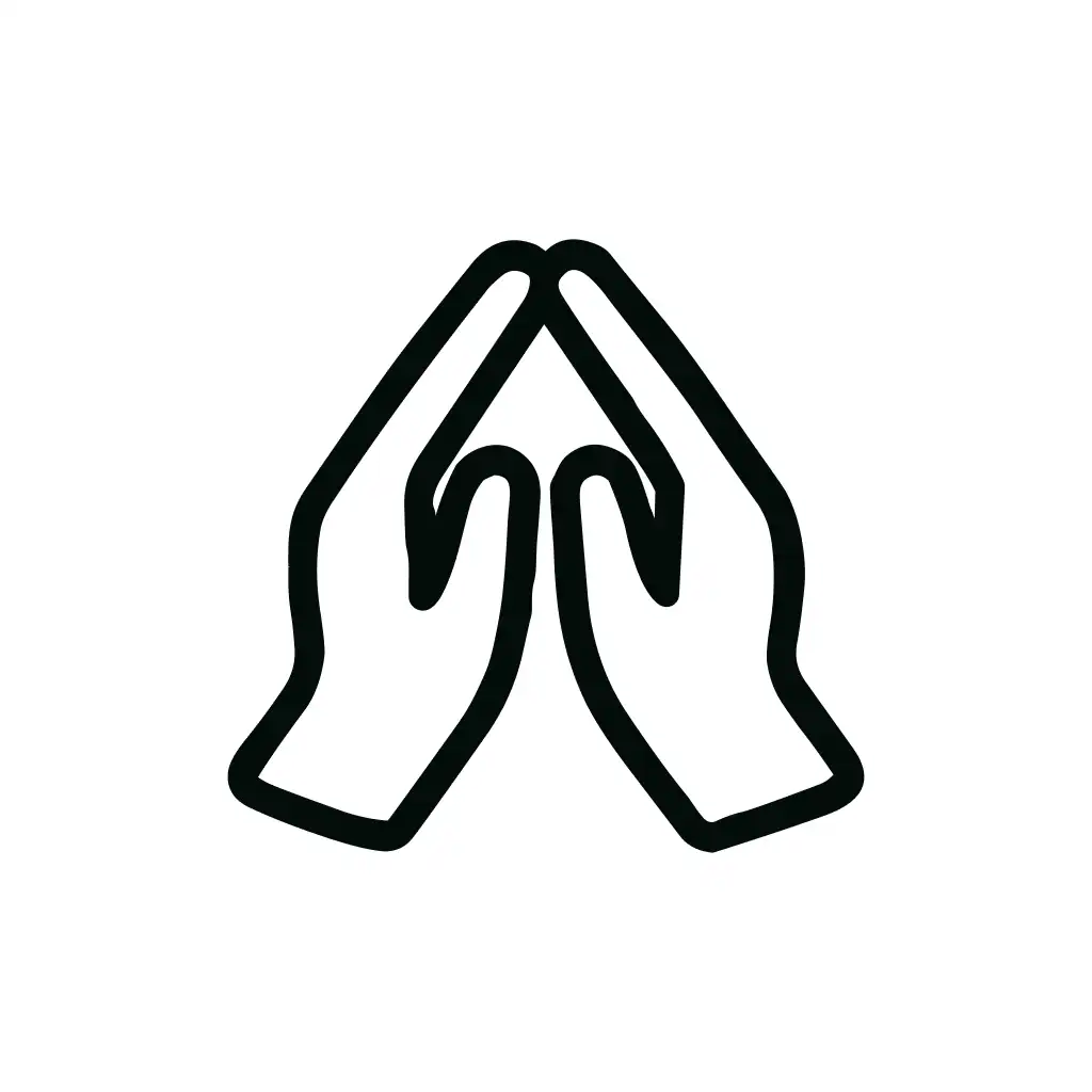 Minimalist Outline Prayer Hands Gesture Symbol Icon