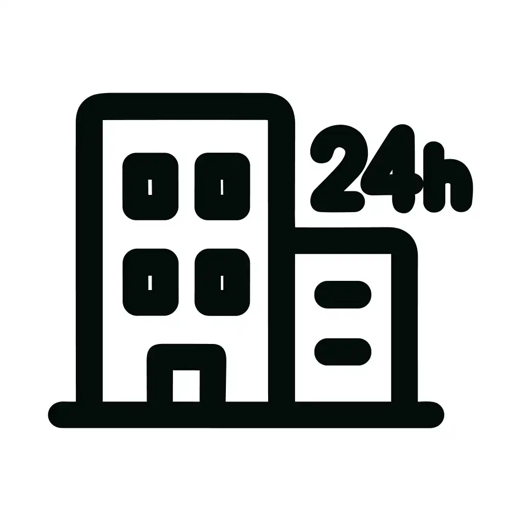 Line Style Building 24 Hour Service Minimalist Icon