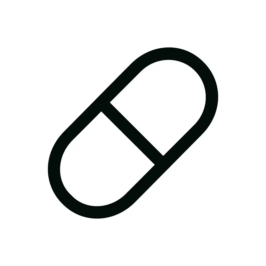 Minimalist Outline Style Pill Capsule Simple Shape Drug Icon Design