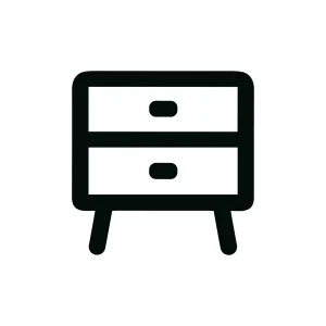 Minimalist Outline Bedside Table with Two Drawers Furniture Icon