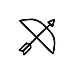 Simple Outline Bow and Arrow Symbol Sign Icon