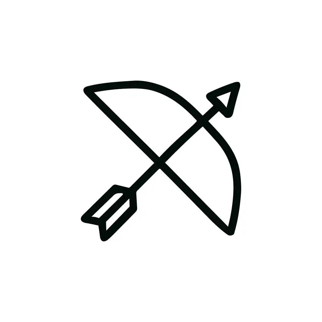 Simple Outline Bow and Arrow Symbol Sign Icon