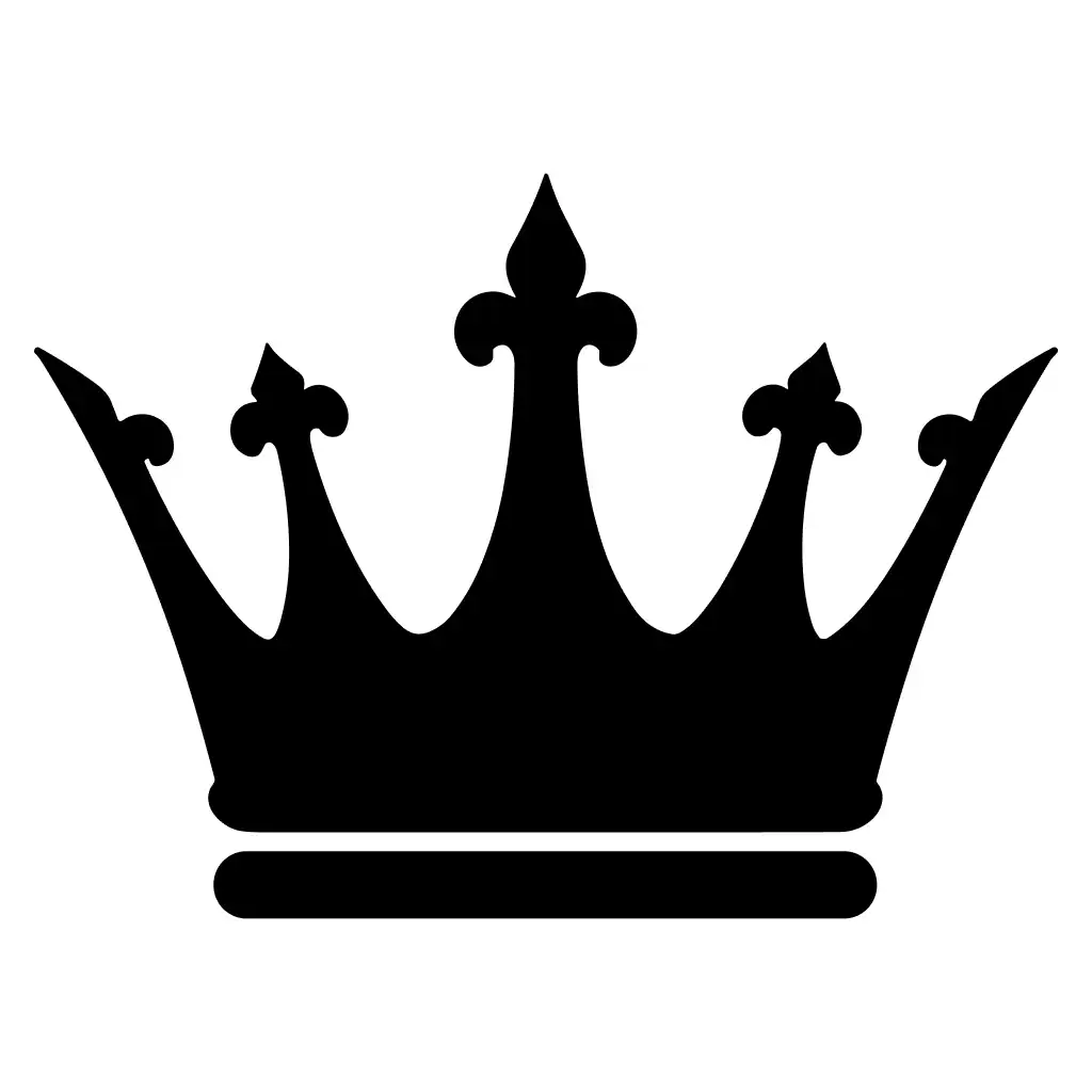 Minimalist Silhouette Ornate Crown Design Element Icon