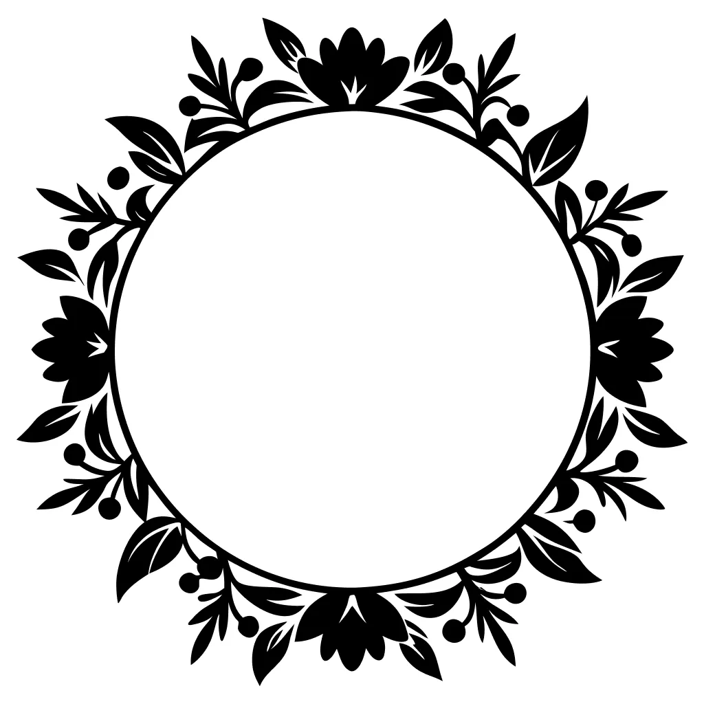 Decorative Elegant Floral Circle Frame Invitation Ornament