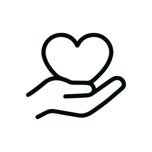 Simple Outline Heart in Hand Gesture Graphic Element