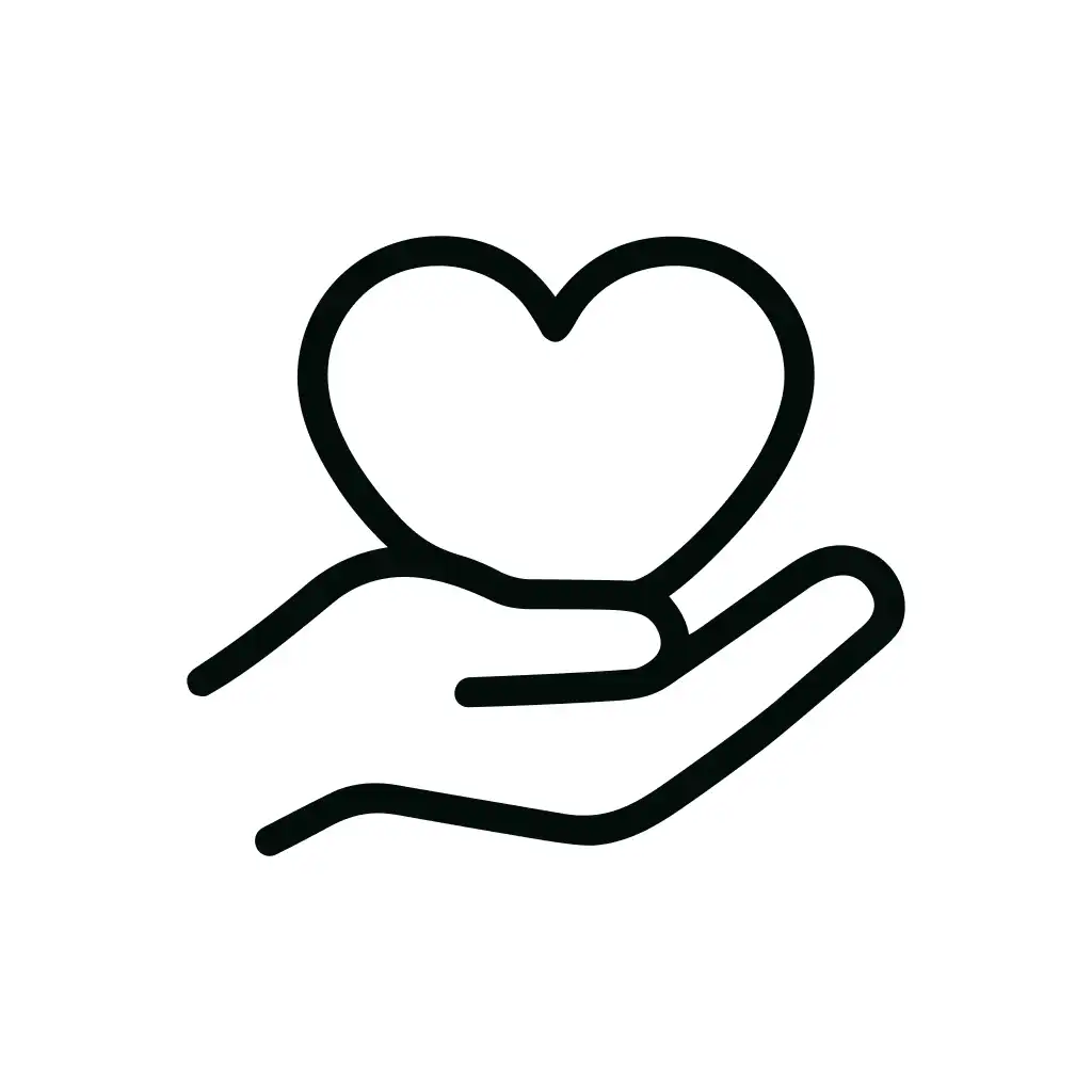 Simple Outline Heart in Hand Gesture Graphic Element