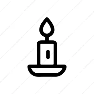 Minimalist Outline Burning Candle Symbol Graphic Element
