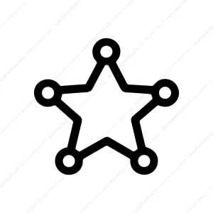 Outline Simple Star Sheriff Badge Icon Symbol