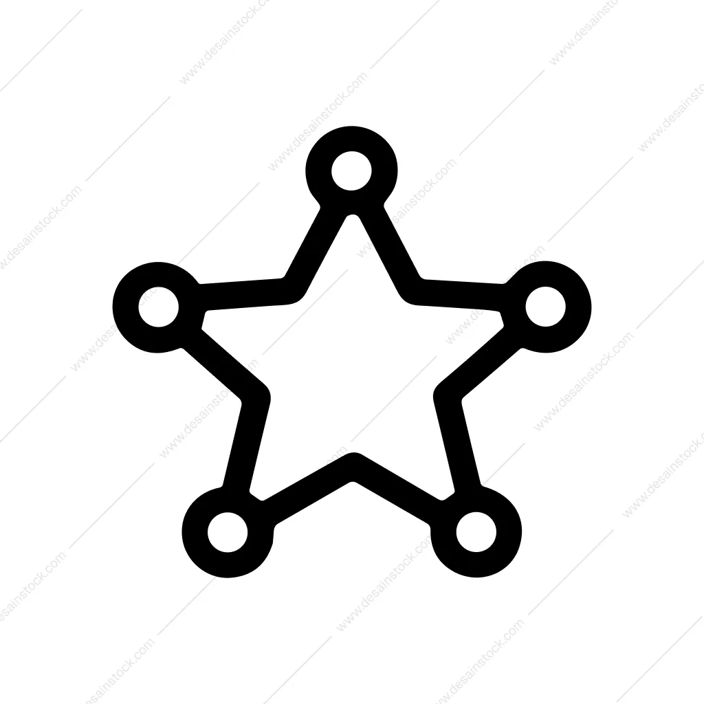 Outline Simple Star Sheriff Badge Icon Symbol