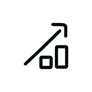 Simple Outline Growing Bar Chart Arrow Graph Icon