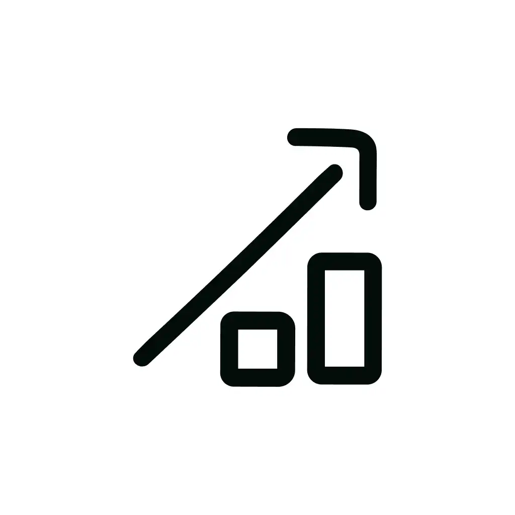 Simple Outline Growing Bar Chart Arrow Graph Icon