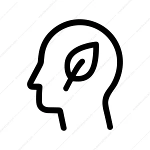 Simple Lineart Head With Leaf Inside Brain Icon