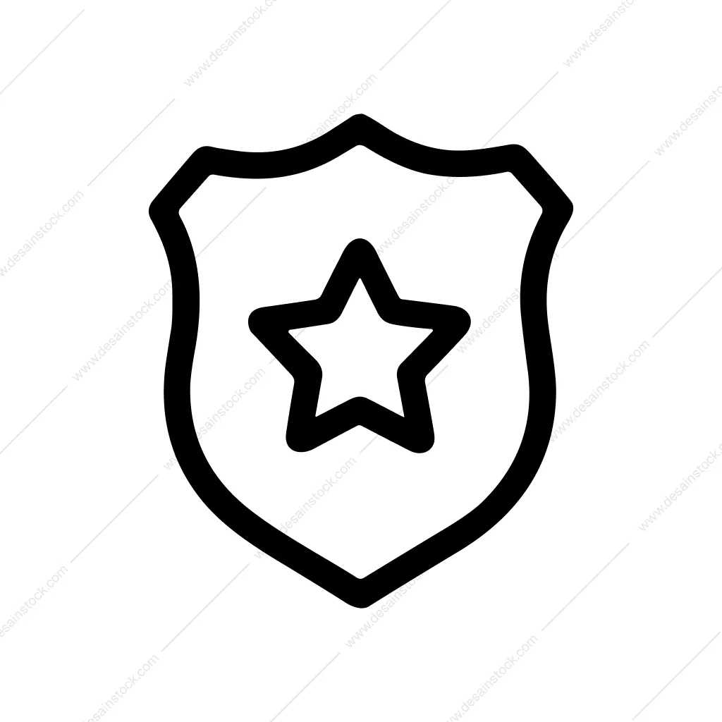 Simple Line Shield Star Law Enforcement Icon